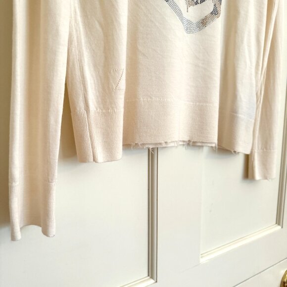 Zadig Voltaire Miss Camo Skull Ivory Merino Wool Sweater Size Large NWOT - Picture 4 of 16